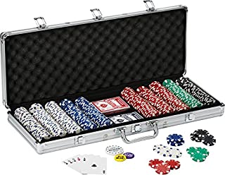 Fat Cat 11.5 Gram Texas Hold'em Claytec Poker Chip Set with Aluminum Case, 500 Striped Dice Chips