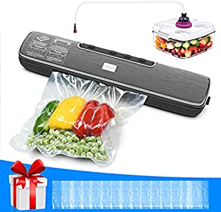 Vacuum Sealer Machine, One-Touch Operation Food Vacuum Sealer, Food Sealers Vacuum Packing Machine with 15pcs Bags Full Starter Kit - Dry & Moist Food Sealer Modes