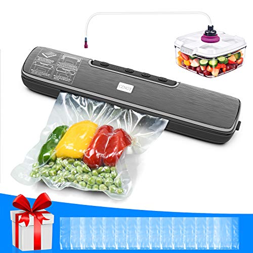 Vacuum Sealer Machine, One-Touch Operation Food Vacuum Sealer, Food Sealers Vacuum Packing Machine with 15pcs Bags Full Starter Kit - Dry & Moist Food Sealer Modes