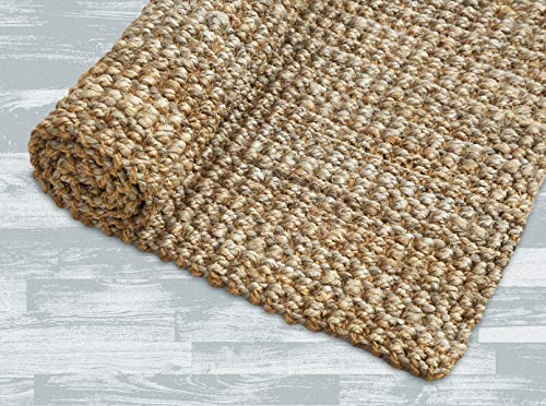 Irongate Classic Jute Solid Handwoven Reversible Ribbed Jute Area Rug, 5' X 8', Natural