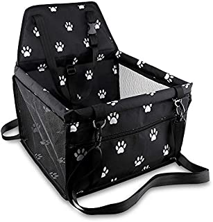 Petbobi Pet Reinforce Car Booster Seat for Dog Cat Portable and Breathable Bag with Seat Belt Dog Carrier Safety Stable for Travel Look Out,with Clip on Leash with PVC Tube (Foot)