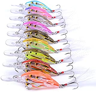 aorace 9Pcs/Lot 8cm/9.4g Jerkbait Crankbait Ball Fishing Lures Set Fishing Bass Bait Lures Hard Plastic Artificial Bait Diving Crankbait Angry Fish