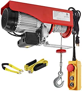 Partsam 2200 lbs Lift Electric Hoist Crane Remote Control Power System, Zinc-Plated Steel Wire Overhead Crane Garage Ceiling Pulley Winch w/Premium Straps (w/Emergency Stop Switch)