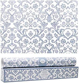 Elodie Essentials Scented Drawer and Shelf Liners - Royal Damask Print - Six (6) Large 14 x 19½ Inch Sheets - Non-Adhesive Paper Sheets for Closet Shelves and Dresser Drawers (Fresh Linen)