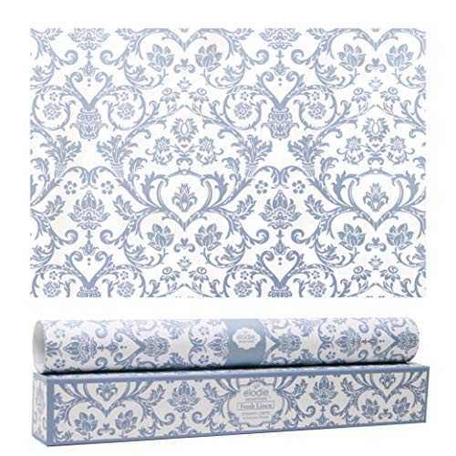 Elodie Essentials Scented Drawer and Shelf Liners - Royal Damask Print - Six (6) Large 14 x 19½ Inch Sheets - Non-Adhesive Paper Sheets for Closet Shelves and Dresser Drawers (Fresh Linen)