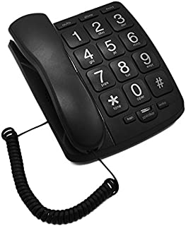 KerLiTar LK-P02B Amplified Big Button Landline Phones for Seniors Perfect for Low Vision and Hearing Impaired Aids with Loud Handsfree Speakerphone Telephone Landline Wall Phone(Black)