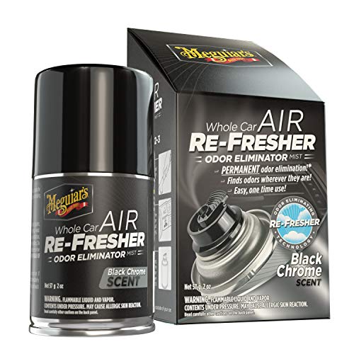 Meguiar's G181302 Whole Car Air Re-Fresher Odor Eliminator Mist, Black Chrome Scent, 2 oz