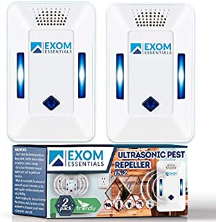 ES-2, Ultrasonic Pest Repeller Wall Plug-in, Most Effective than Repellents, Get Rid Of - Roaches, Ants, Spiders, Bed Bugs, osquito, insects, Fleas, Fly, Rodents, Squirrels, Mice, Rats, Bats, (2Pack)