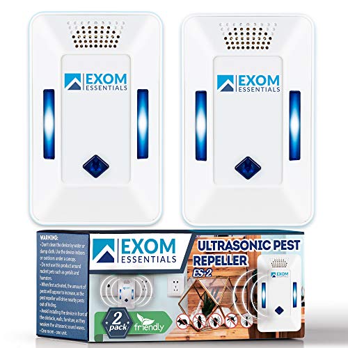 ES-2, Ultrasonic Pest Repeller Wall Plug-in, Most Effective than Repellents, Get Rid Of - Roaches, Ants, Spiders, Bed Bugs, osquito, insects, Fleas, Fly, Rodents, Squirrels, Mice, Rats, Bats, (2Pack)