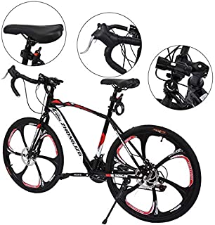 XINQITE Outroad Mountain Bike 26 Inch Folding Bike 21 Wheel Speed with High Carbon Steel Frame Disc Brakes Full Suspension Bicycle for Men Women