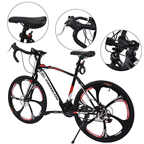 XINQITE Outroad Mountain Bike 26 Inch Folding Bike 21 Wheel Speed with High Carbon Steel Frame Disc Brakes Full Suspension Bicycle for Men Women