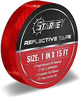 Starrey Reflective Tape 1 inch Wide 15 FT Long DOT-C2 High Intensity Red - 1 inch Trailer Reflector Safety Conspicuity Tape for Vehicles Trucks Bikes Cargos Helmets