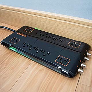 Echogear 12 Outlet Surge Protector Power Strip With 3420J Of Surge Protection - Ideal For Protecting Computer or Gaming Setups - Includes 2 Pairs Of Coax Connectors & Wall Mounting Slots