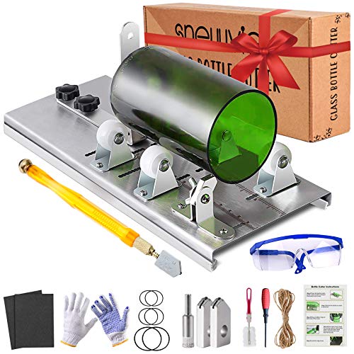 Glass Bottle Cutter Kit, Bottle Cutter DIY Machine with Size Marking for Cutting Wine Beer Liquor Whiskey Alcohol Champagne Round Oval Bottle Mason Jar, with Pencil Glass Cutter Kit Safety Glasses