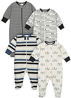 Onesies Brand Baby Boys' 4-Pack Sleep'N Play Footie, Tiger Orange, 0-3 Months