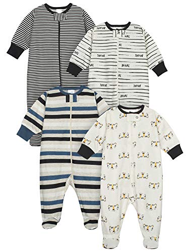 Onesies Brand Baby Boys' 4-Pack Sleep'N Play Footie, Tiger Orange, 0-3 Months