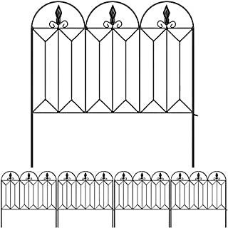 Amagabeli Garden Fence 24inx10ft Outdoor Decorative Fencing Landscape Wire Fencing Folding Wire Patio Border Edge Section Fences Flower Bed Animal Barrier Décor Picket Black Rustproof Panels Wire FC04