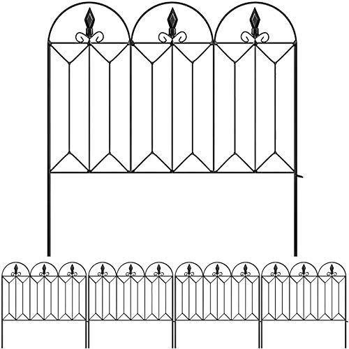 Amagabeli Garden Fence 24inx10ft Outdoor Decorative Fencing Landscape Wire Fencing Folding Wire Patio Border Edge Section Fences Flower Bed Animal Barrier Décor Picket Black Rustproof Panels Wire FC04