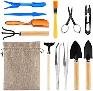 BANGBANGSING 12 Piece Basic Bonsai Tools Set Succulent Garden Hand Tools