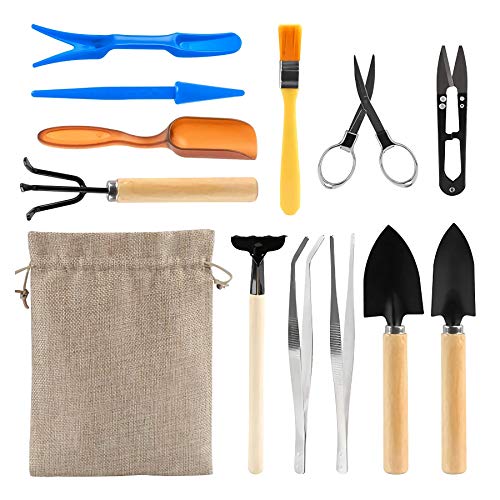 BANGBANGSING 12 Piece Basic Bonsai Tools Set Succulent Garden Hand Tools