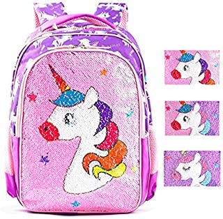 Magic Reversible Sequin School Bag, Lightweight Pre-School Backpack for for Kindergarten or Elementary (Baby Unicorn)