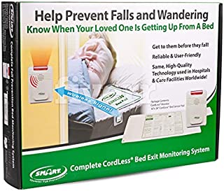 Smart Caregiver Corporation Cordless Bed Exit Monitoring System Alarm with Bed Pressure Sensing Pad - Help Prevent Falls and Wandering While Unattended