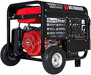 DuroStar DS10000E Gas Powered Portable Generator-10000 Watt Electric Start-Home Back Up & RV Ready, 50 State Approved, Red/Black