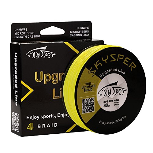 SKYSPER Upgraded Braided Fishing Line 10LB 15LB 20LB 30LB 60LB 80LB 100LB 1093 Yard PE 4 Strands Super Strong Fishing Line - Abrasion Resistant, Low Memory, Zero Stretch