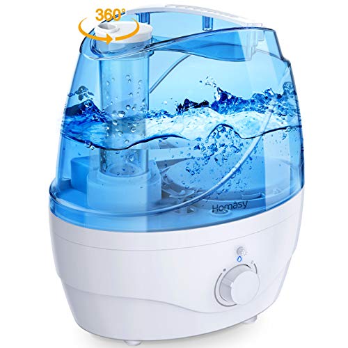 Homasy OceanMist 2.2L Humidifiers for Bedroom, 28dB Whisper-Quiet Cool Mist Humidifier, Easy to Clean Air Humidifier, Auto Shut-Off, 30H Work Time, Blue