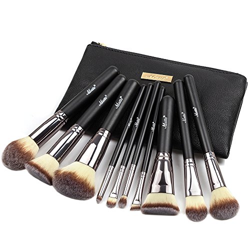 Matto Makeup Brushes Set 10-Piece Foundation Powder Mineral Eye Eyeshadow Makeup Brushes with Travel Bag