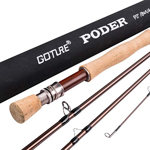 Goture Fly Fishing Rod - 9ft 4 Piece Fishing Rod for Sea, Freshwater Saltwater, Travel Fly Fishing Rod for Walleye, Bass, Salmon, Trout - 7wt Fly Rod