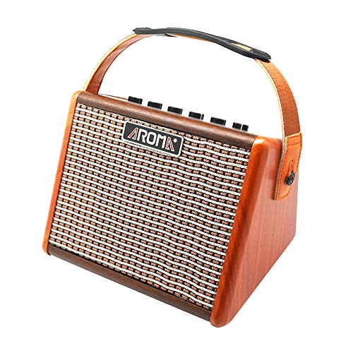 Aroma Guitar Amplifier, 15 Watt Portable Electric Guitar Amp 5 inch Speaker Bluetooth Acoustic Rechargeable Guitar Amplifier