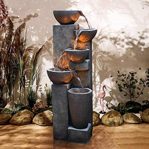 D&F Gardenfans Water Fountain Outdoor Indoor Polyresin Decor for Garden Yard Court