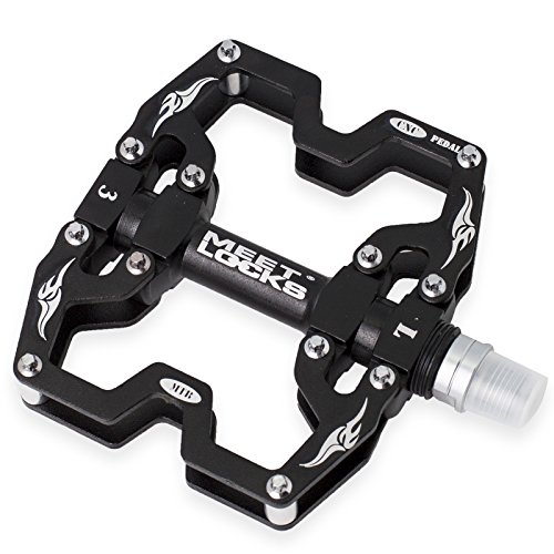 MEETLOCKS Bike Pedal, CNC Aluminum Body Cr-Mo Machined 9/16