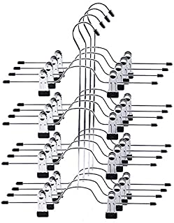 Tosnail 4 Pack 4 Tier Trouser Skirt Hanger - Non Slip Black Vinyl Clips Great Space Saver for Your Closet