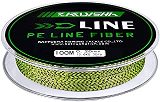 KATUYSHA Braided Fishing Line, Abrasion Resistant Zero Stretch Braided Lines 4 Strands Super Strong Superline 20Lb Test 109 Yards