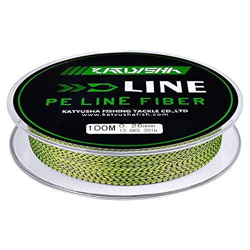 KATUYSHA Braided Fishing Line, Abrasion Resistant Zero Stretch Braided Lines 4 Strands Super Strong Superline 20Lb Test 109 Yards