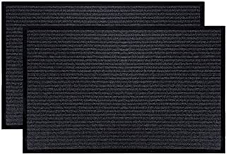 Fasmov 2 Pack Indoor Outdoor Entrance Rug Floor Mats Shoe Scraper Doormat,20x31.5(Gray)