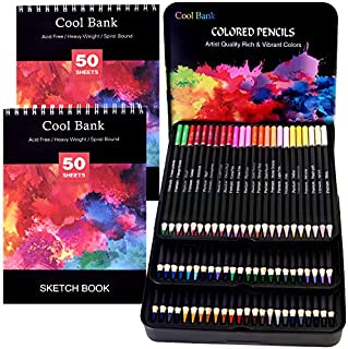 72 Professional Colored Pencils, Artist Pencils Set with 2 x 50 Page Drawing Pad(A4), Premium Artist Soft Series Lead with Vibrant Colors for Sketching, Shading & Coloring in Tin Box