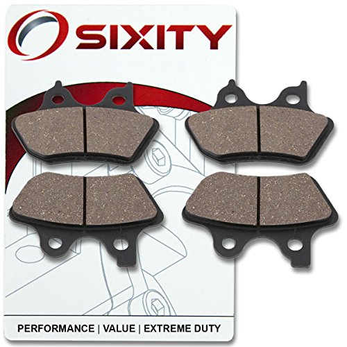 Sixity Front Rear Ceramic Brake Pads 2000-2005 for Harley Davidson FXST Softail Standard Set Full Kit Complete