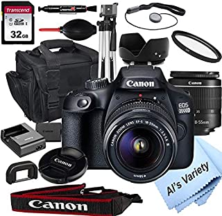 Canon 2000D EOS (Rebel T7) DSLR Camera with 18-55mm f/3.5-5.6 Zoom Lens + 32GB Card, Tripod, Case, and More (18pc Bundle)