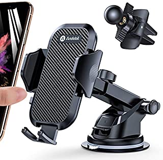 Andobil Car Phone Mount Easy Clamp, Ultimate Hands-Free Phone Holder for Car Dashboard Air Vent Windshield, Super Suction Compatible with iPhone 11/11 Pro/8 Plus/8/SE/X/XR/XS/7 Samsung S20/S10 More