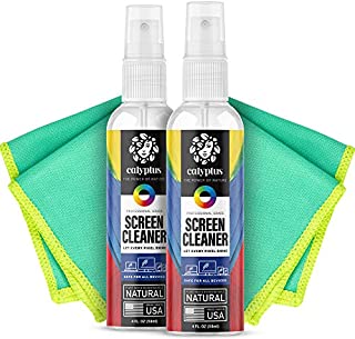 Calyptus Screen Cleaner Kit | Plant Based Power | USA Made | 8 Ounces + 8 Inch Pixel Shining Cloths | Streak Free Spray | Phone, Laptop, Tablet, Computer Screen Cleaning