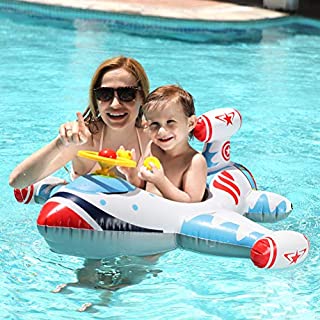 Free Swimming Baby Inflatable Airplane Swimming Float Seat Boat Pool Swim Ring for Baby Kids Toddler (White)