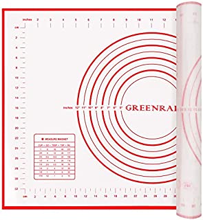 Large Silicone Pastry Mat Extra Thick Non Stick Baking Mat with Measurement Fondant Mat, Counter Mat, Dough Rolling Mat, Oven Liner, Pie Crust Mat (L-16''(W)24''(L), Red)