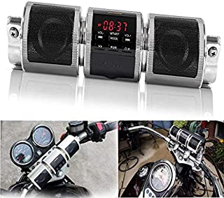 Waterproof Bluetooth Motorcycle Scooter Bike ATV Jet Ski Stereo Sound System Radio Remote Alarm Speaker FM Radio MP3 Player (Silver)