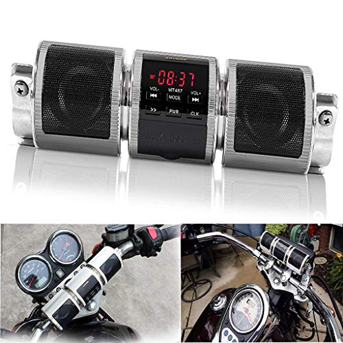 Waterproof Bluetooth Motorcycle Scooter Bike ATV Jet Ski Stereo Sound System Radio Remote Alarm Speaker FM Radio MP3 Player (Silver)