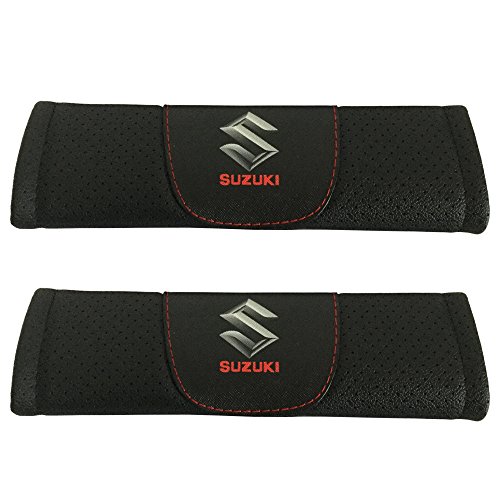 Jimat 2pcs Suzuki Logo Black Leather Car Seat Safety Belt Strap Covers Shoulder Pad Accessories Fit For Suzuki Celerio Suzuki Swift Suzuki Dzire Suzuki Ertiga Suzuki CIAZ