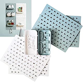 Wall Shelf 4pcs Floating Shelves Wall Mount Shelf Pegboard Hooks Organizer Storage Racks Decorative DIY for Living Room Kitchen Bathroom Office Entryway Plastic Convenient