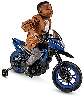 Huffy 6V Kids Electric Battery-Powered Ride-On Motorcycle Bike Toy w/Training Wheels, Engine Sounds, Charger - Blue, 17048P